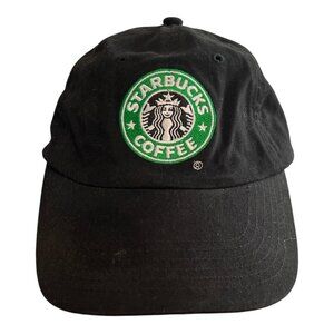 Y2K Starbucks Coffee Embroidered Logo Baseball Cap Black Adjustable Cotton Hat